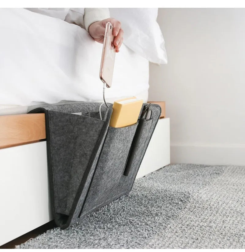 Felt Bedside & Sofa Storage Organizer – Dorm, Bedroom, or Living Room Caddy