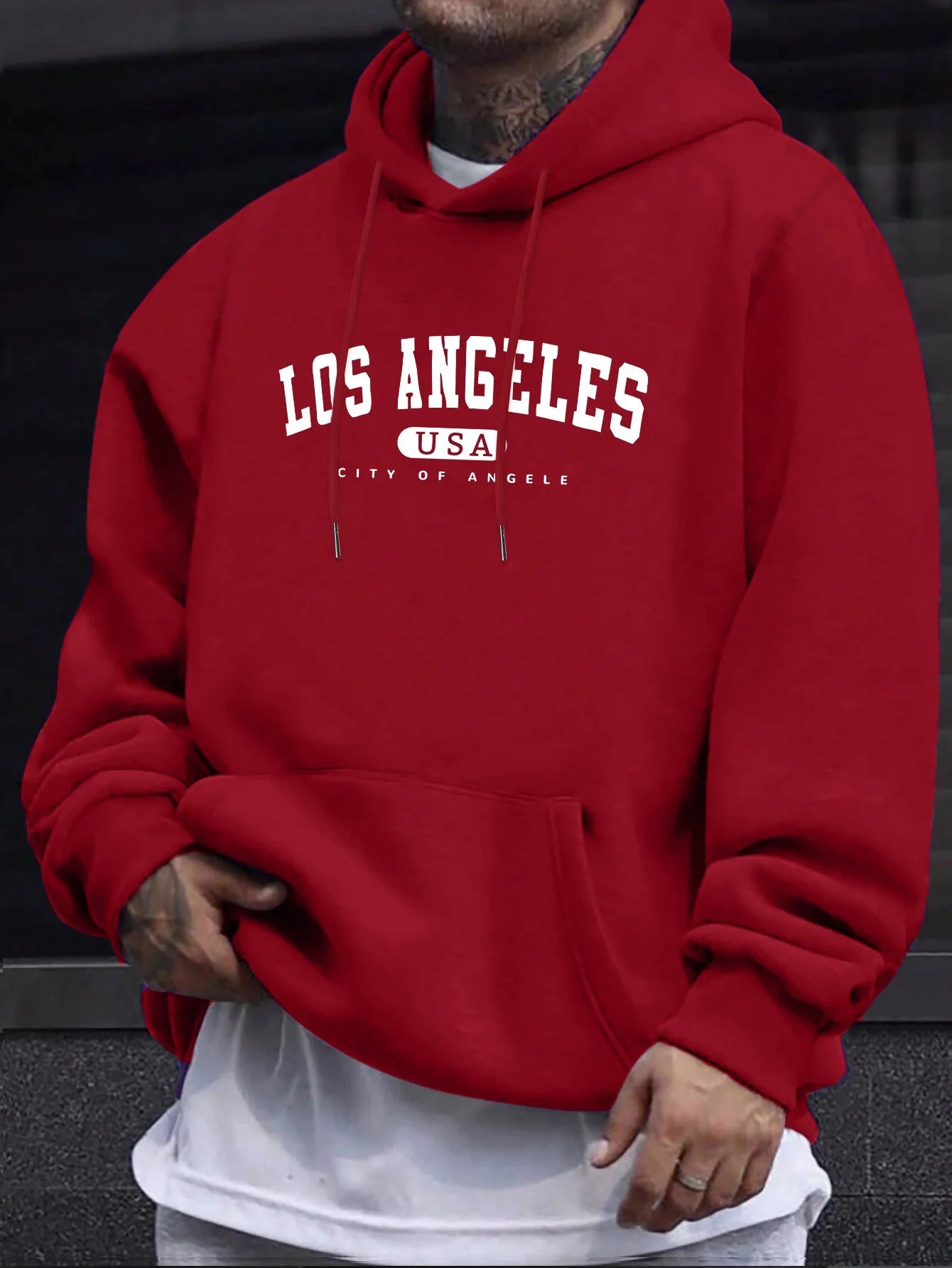 Los Angeles Print Men’s Long Sleeve Cotton Hoodie