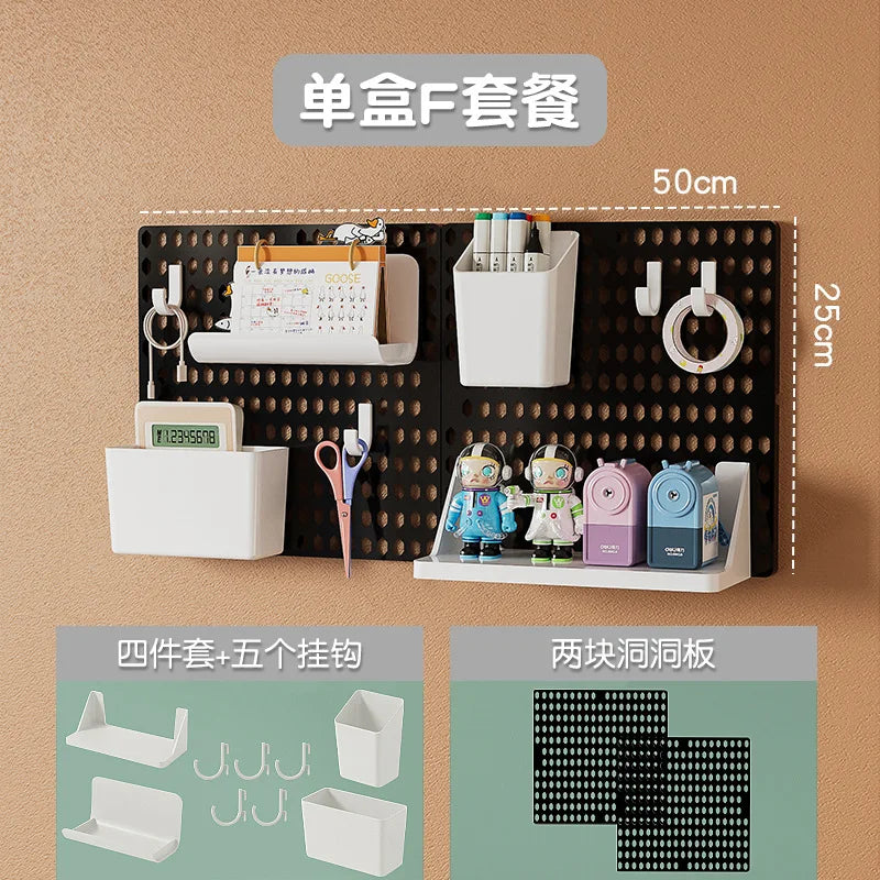 Kawaii Hole Board Wall Shelf – No-Drill Dorm Organizer for Students | Pegboard Storage Rack
