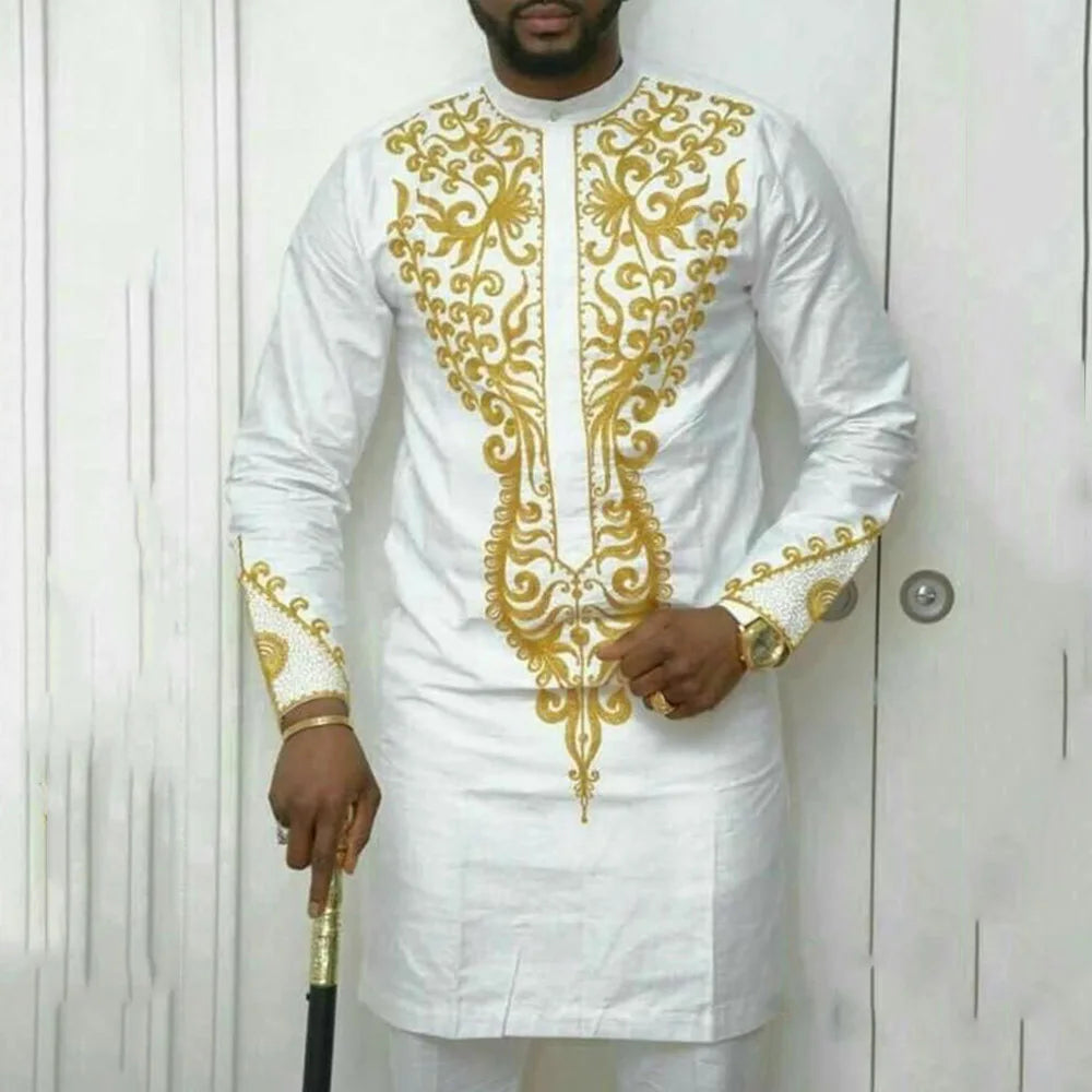 Men’s Traditional Two-Piece Outfit – Long Sleeve Shirt & Pants Set