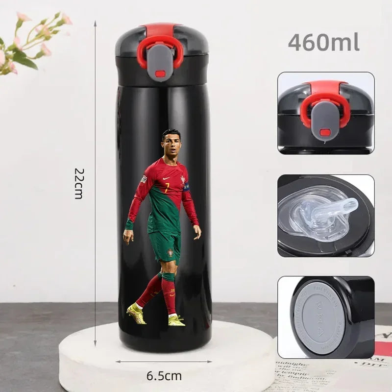 460ML Football Water Bottle with Straw