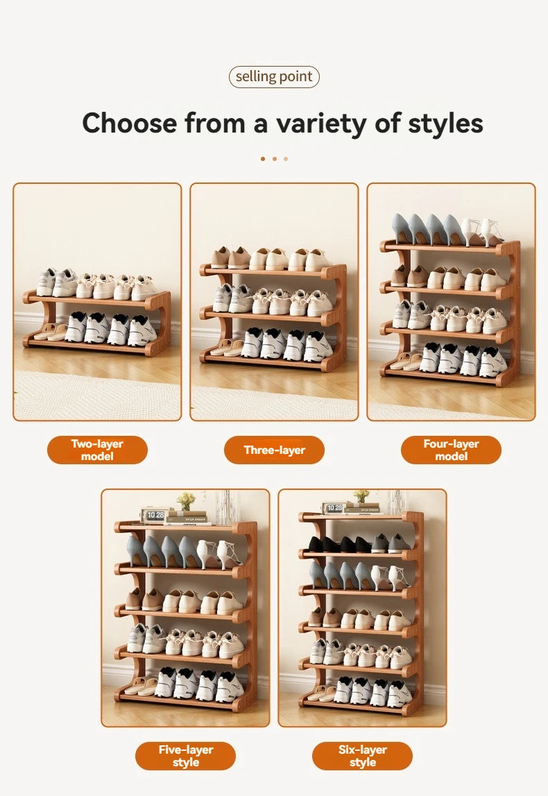 Wooden Multi-Layer Shoe Rack Organizer – Compact Dorm & Apartment Storage Shelf