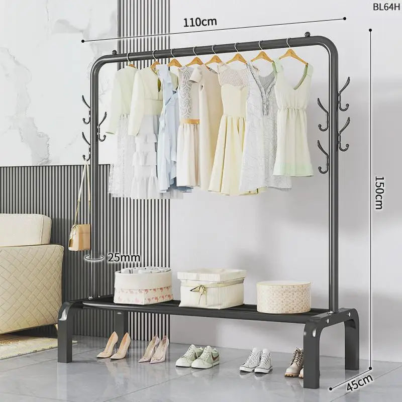 Space-Saving Floor Standing Clothes Drying Rack – Multipurpose Hanger for Dorm, Balcony & Indoor Use