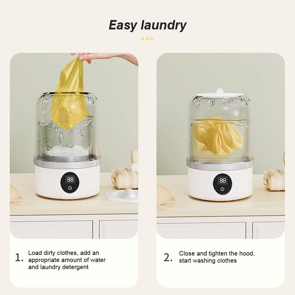Mini Portable Washing Machine – USB Rechargeable Washer for Dorms & Travel
