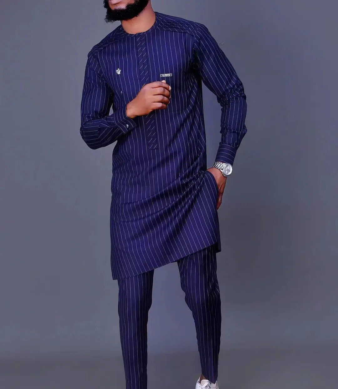 Men’s Traditional Two-Piece Outfit – Long Sleeve Shirt & Pants Set