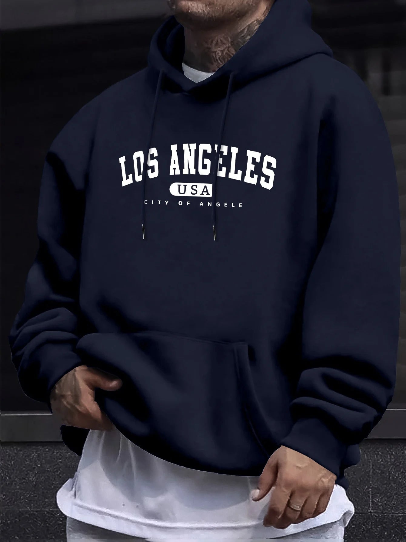 Los Angeles Print Men’s Long Sleeve Cotton Hoodie