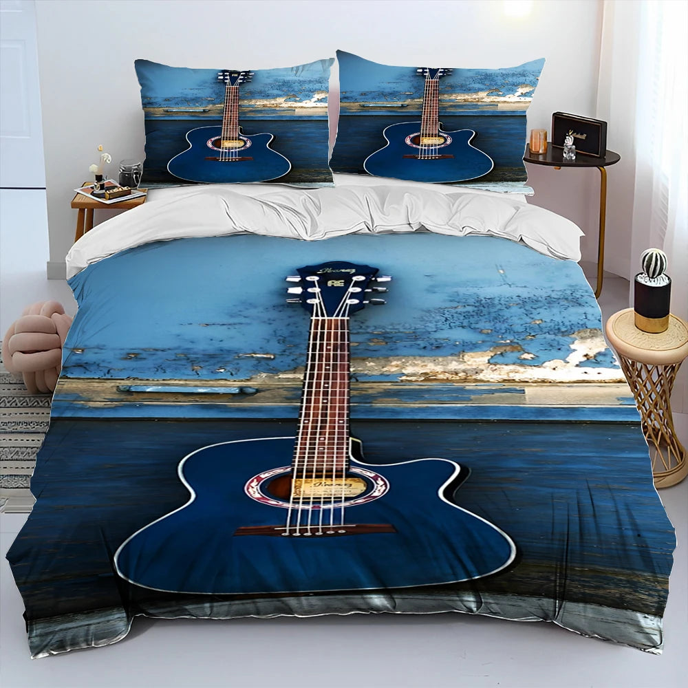 3D Classical Guitar Electric Guitar Comforter Bedding Set