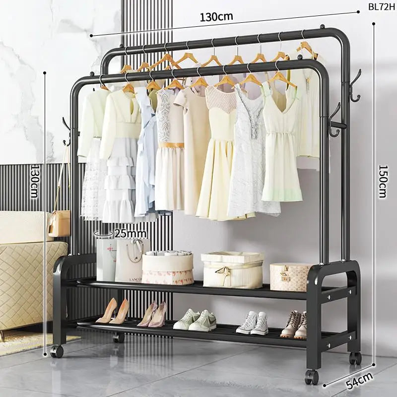 Space-Saving Floor Standing Clothes Drying Rack – Multipurpose Hanger for Dorm, Balcony & Indoor Use