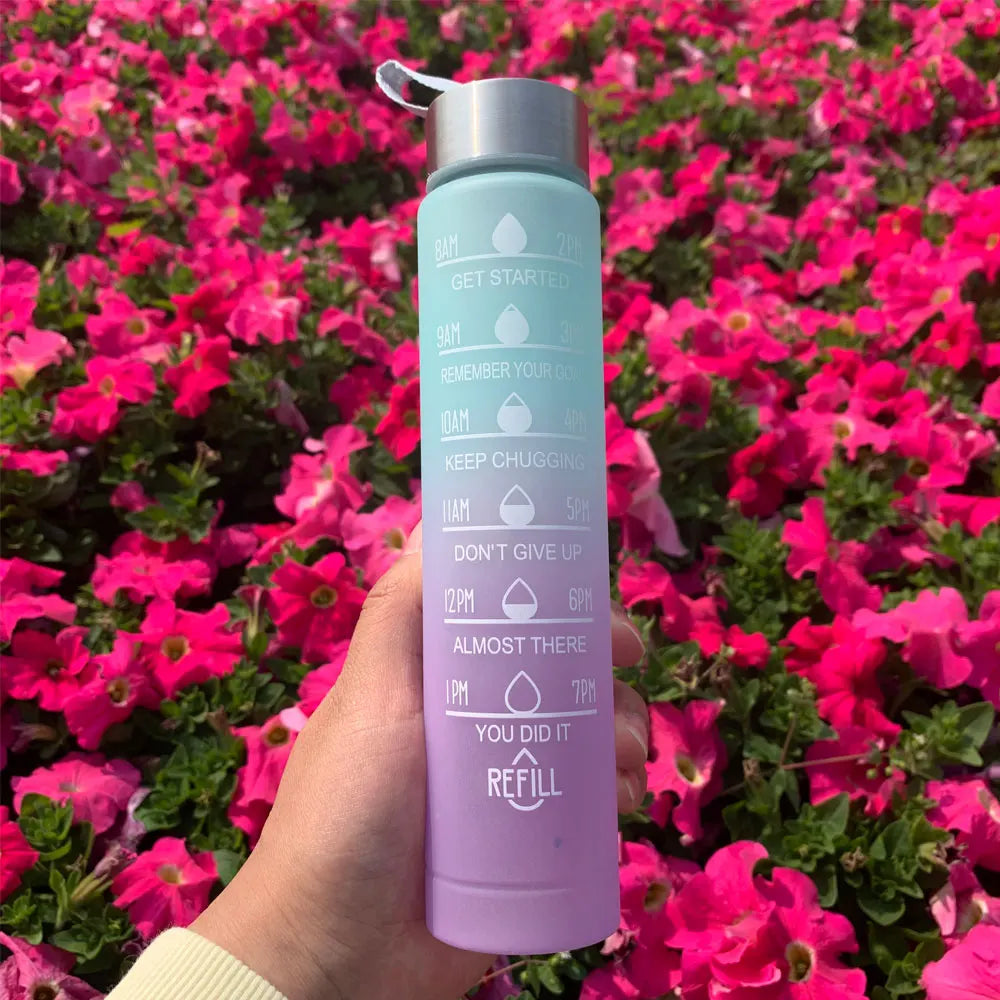 Motivational Water Bottle – Time Marker & Straw | 1L BPA-Free Sports Bottle | UnivibeShop