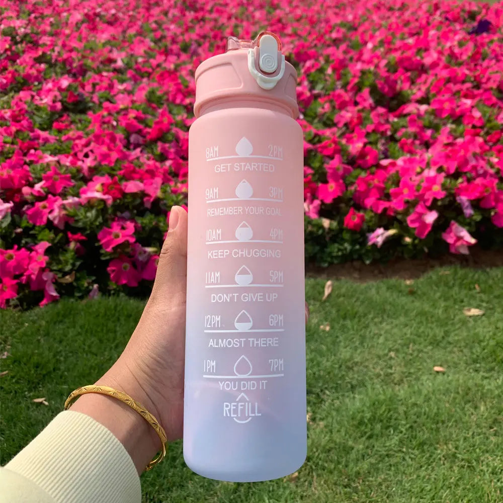Motivational Water Bottle – Time Marker & Straw | 1L BPA-Free Sports Bottle | UnivibeShop