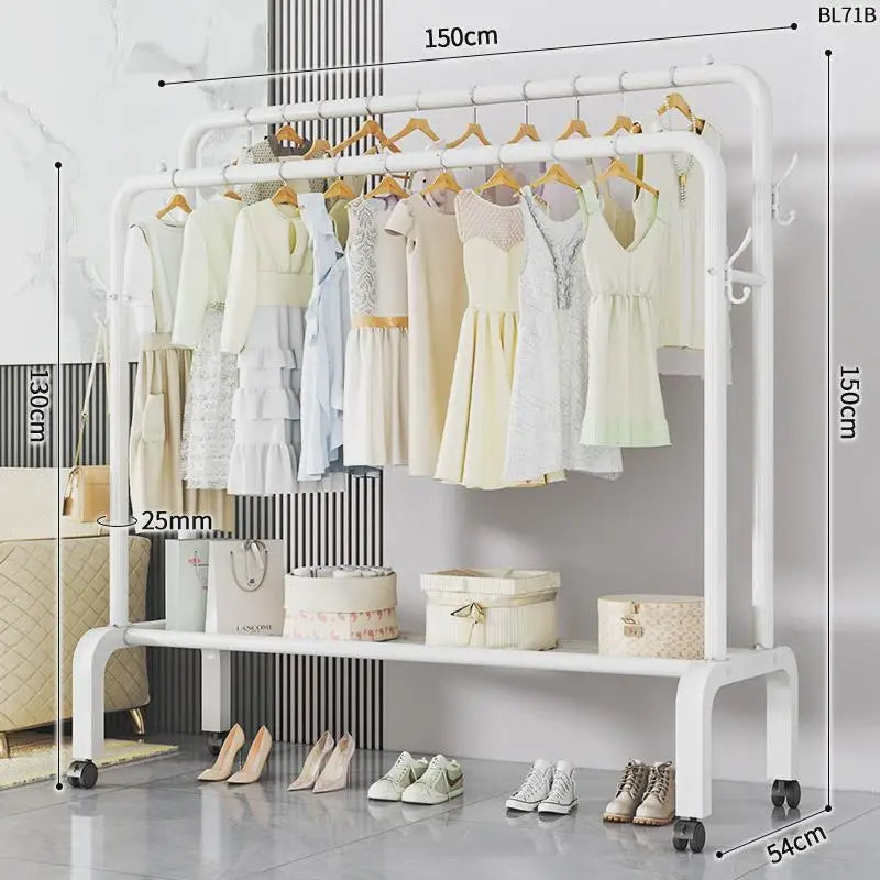 Space-Saving Floor Standing Clothes Drying Rack – Multipurpose Hanger for Dorm, Balcony & Indoor Use