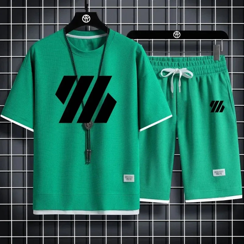 Men’s Summer Sports Set – Casual Short Sleeve T-Shirt & Shorts Outfit