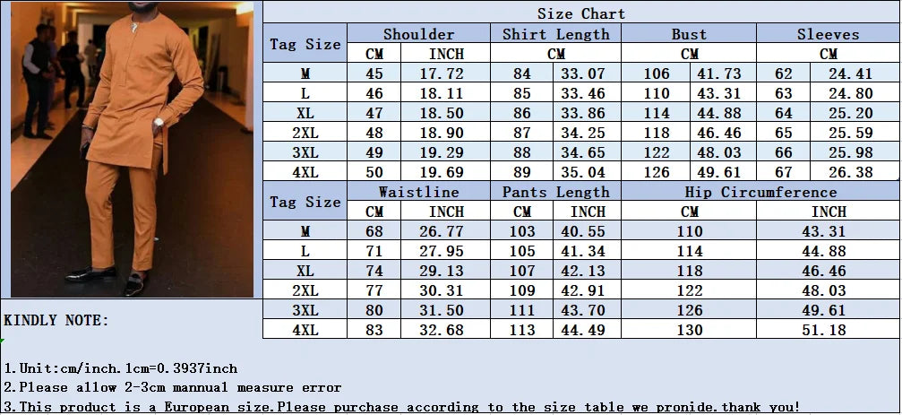 Men’s Traditional Two-Piece Outfit – Long Sleeve Shirt & Pants Set