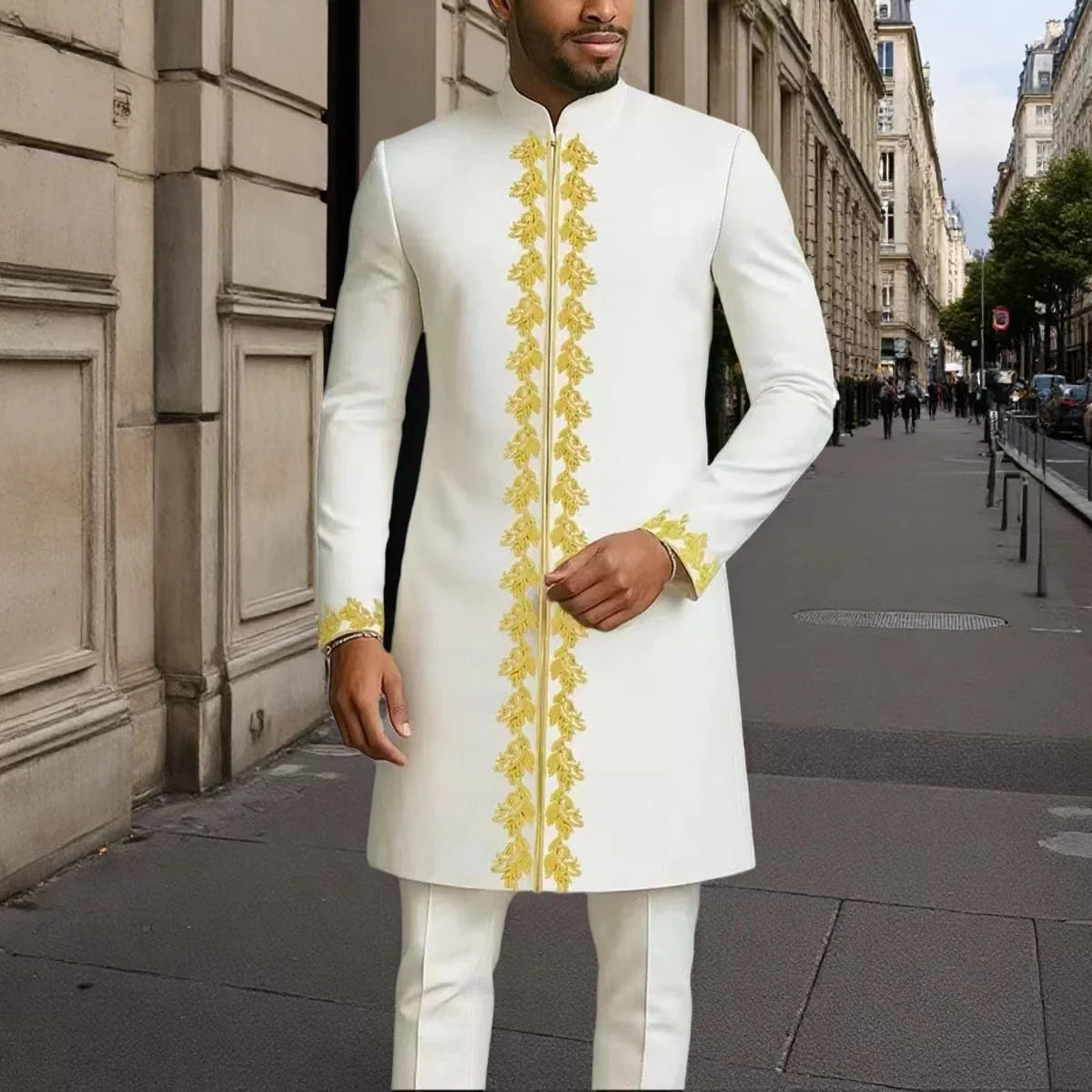 Men’s Traditional Two-Piece Outfit – Long Sleeve Shirt & Pants Set