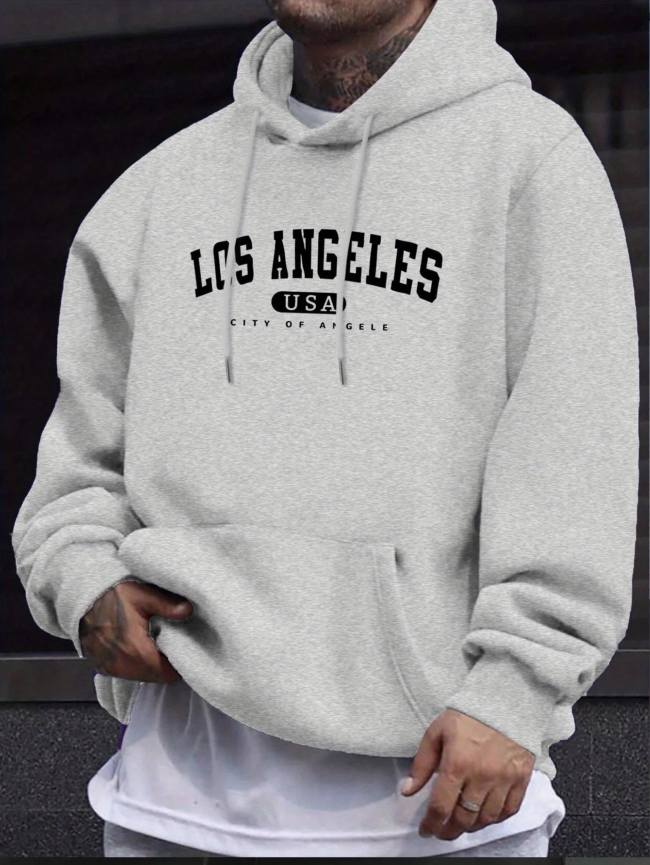 Los Angeles Print Men’s Long Sleeve Cotton Hoodie