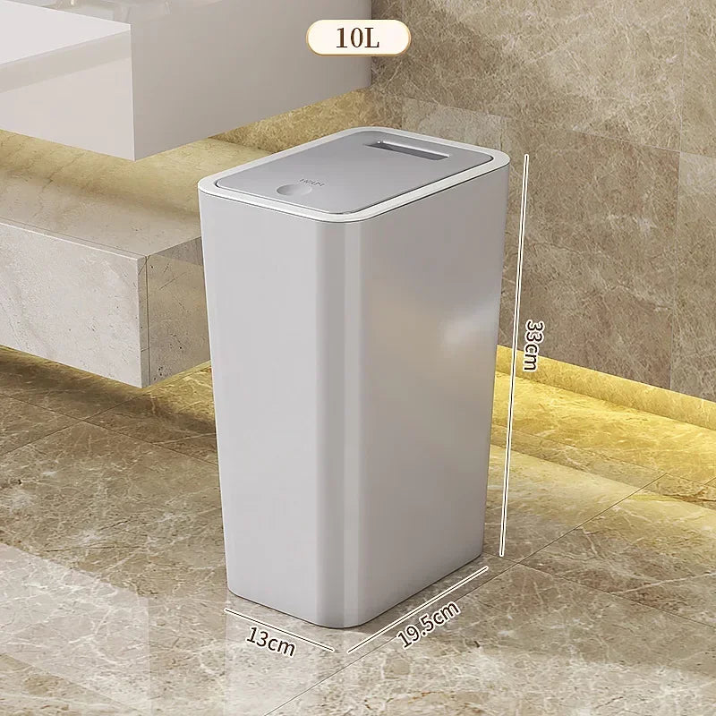 10L Odor-Proof Trash Can – One-Touch Lid | Space-Saving Bathroom & Kitchen Bin | UnivibeShop