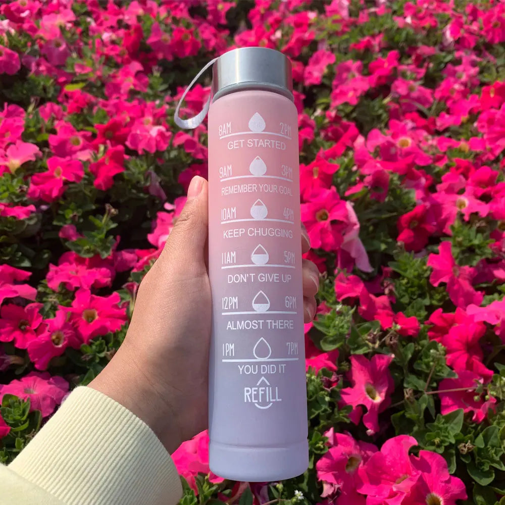 Motivational Water Bottle – Time Marker & Straw | 1L BPA-Free Sports Bottle | UnivibeShop