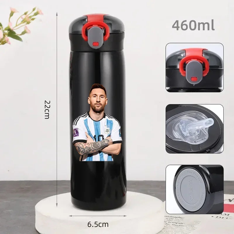 460ML Football Water Bottle with Straw