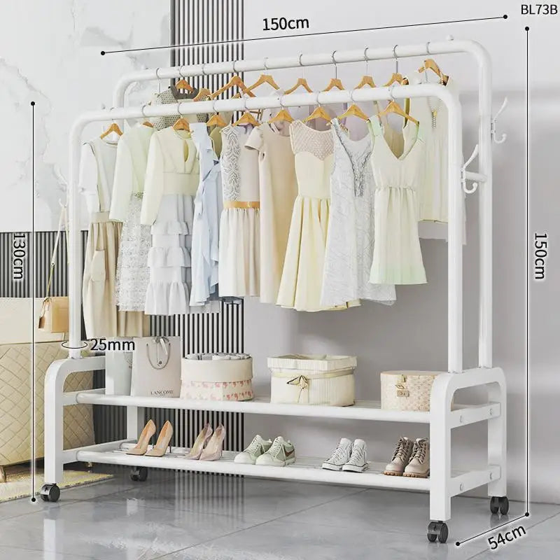 Space-Saving Floor Standing Clothes Drying Rack – Multipurpose Hanger for Dorm, Balcony & Indoor Use