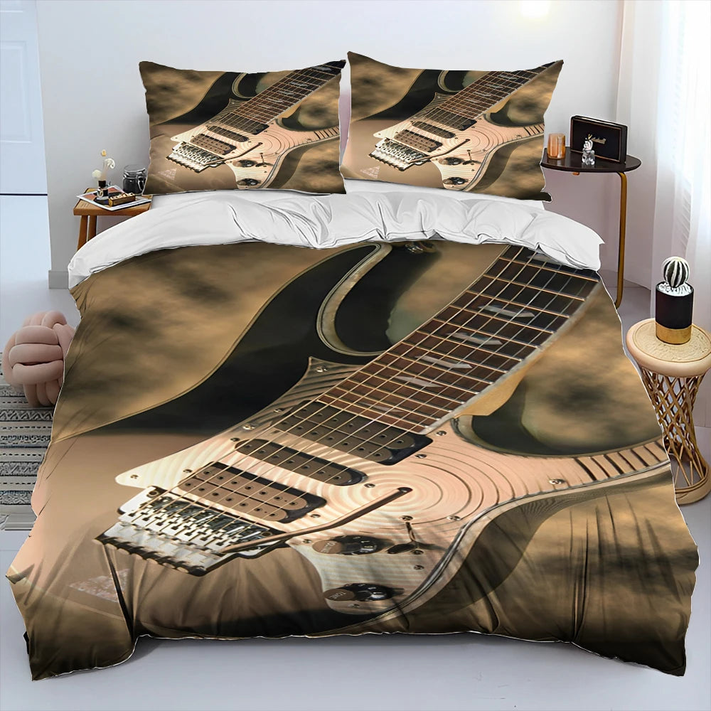 3D Classical Guitar Electric Guitar Comforter Bedding Set