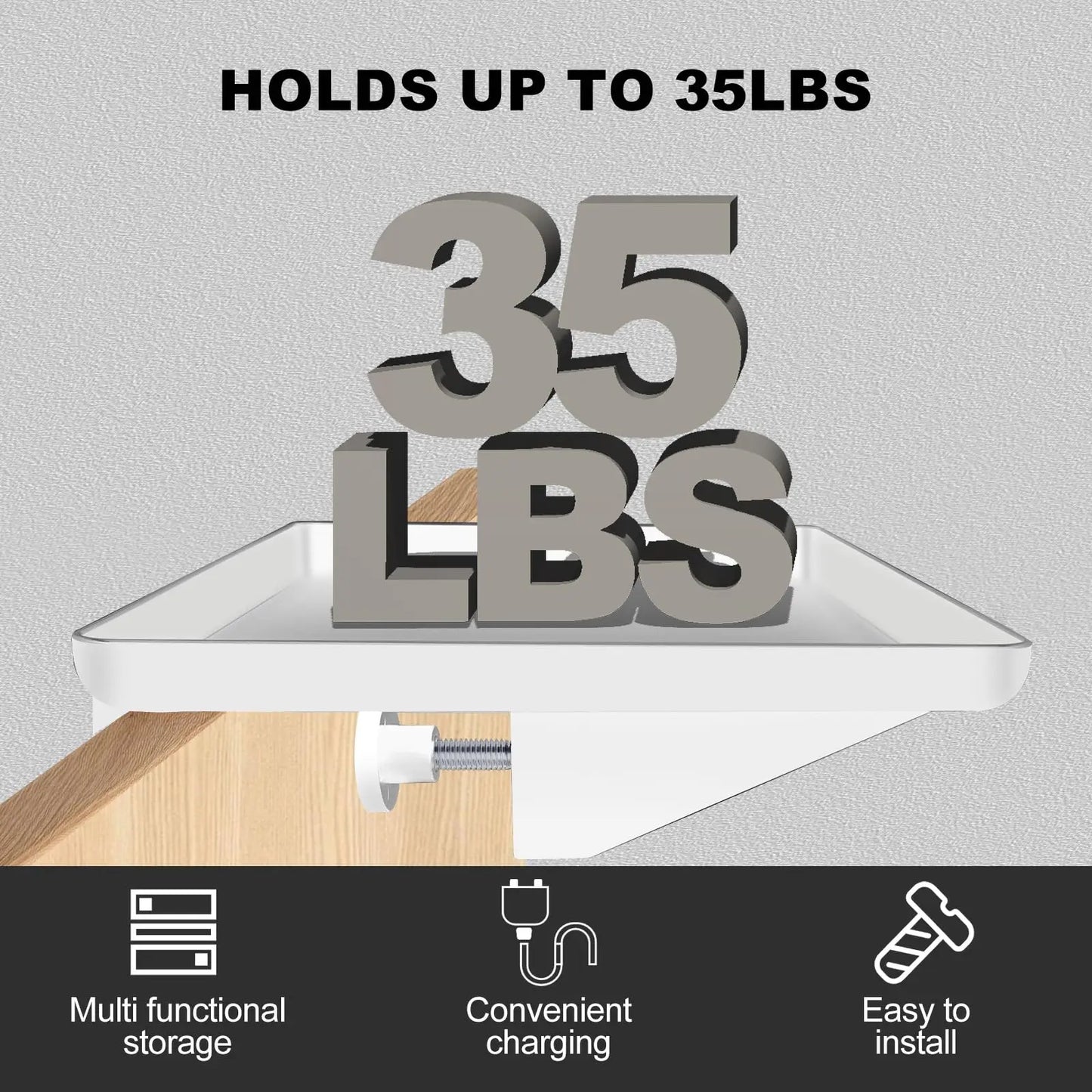 Bedside Shelf for Bunk & Loft Beds – College Dorm & Kids Room Essentials