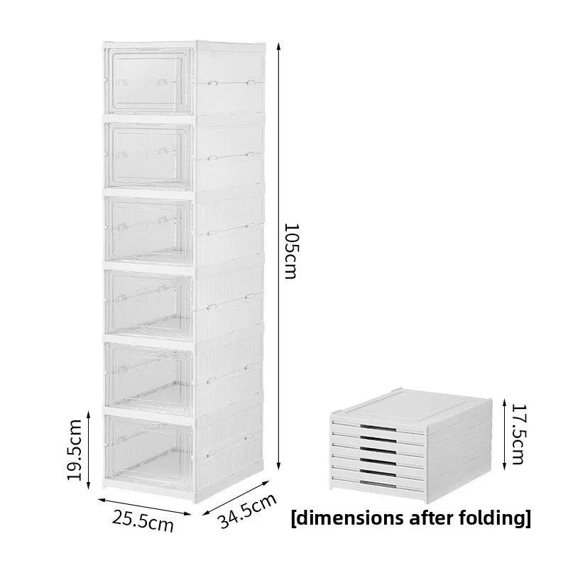 Foldable Shoe Organizer – No Assembly Stackable Dustproof Space-Saving Cabinet for Dorm or Home