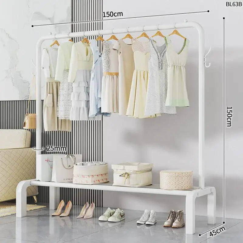 Space-Saving Floor Standing Clothes Drying Rack – Multipurpose Hanger for Dorm, Balcony & Indoor Use
