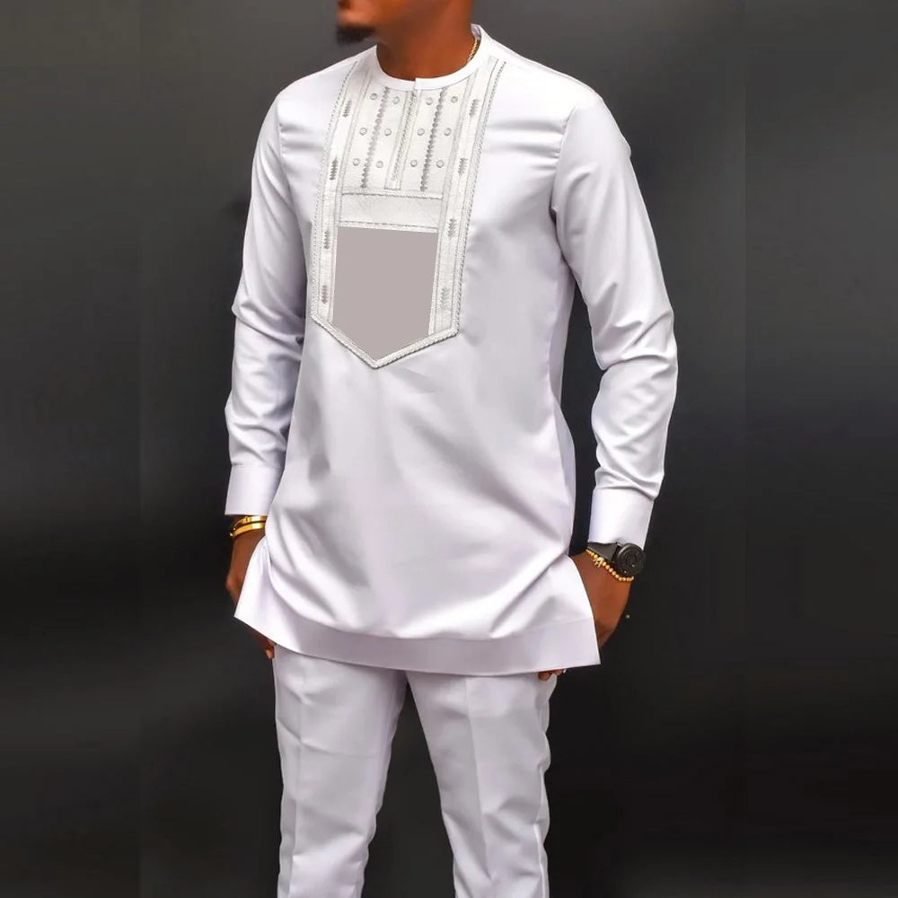 Men’s Traditional Two-Piece Outfit – Long Sleeve Shirt & Pants Set
