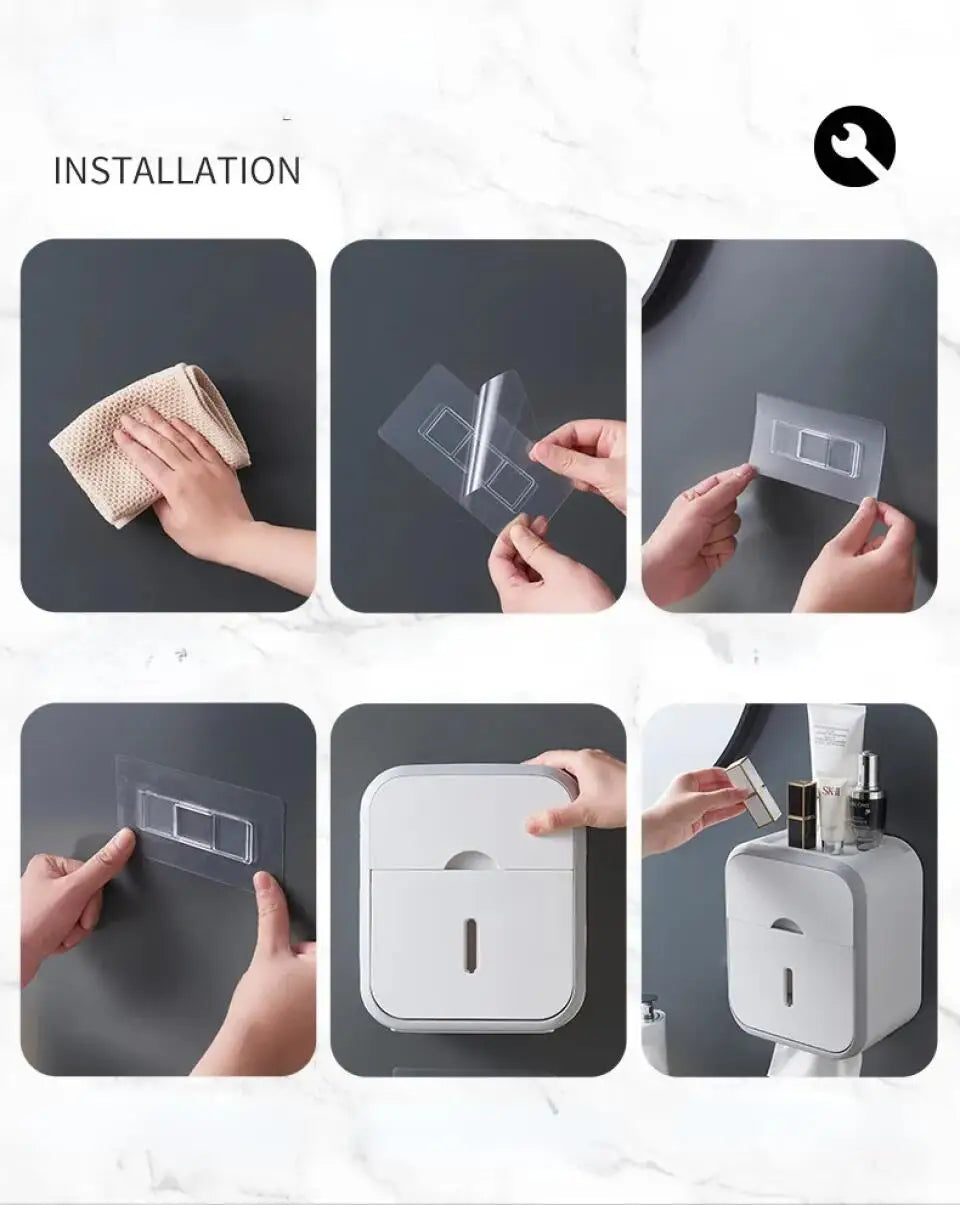 Punch-Free Bathroom Storage Box – Waterproof Toilet Paper & Tissue Organizer