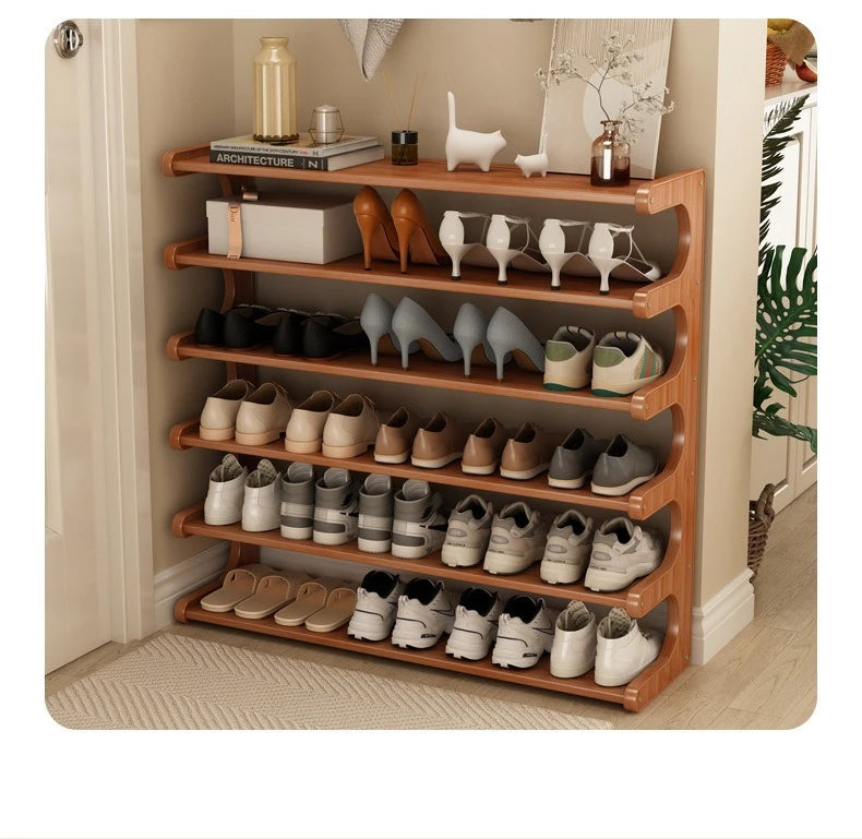 Wooden Multi-Layer Shoe Rack Organizer – Compact Dorm & Apartment Storage Shelf