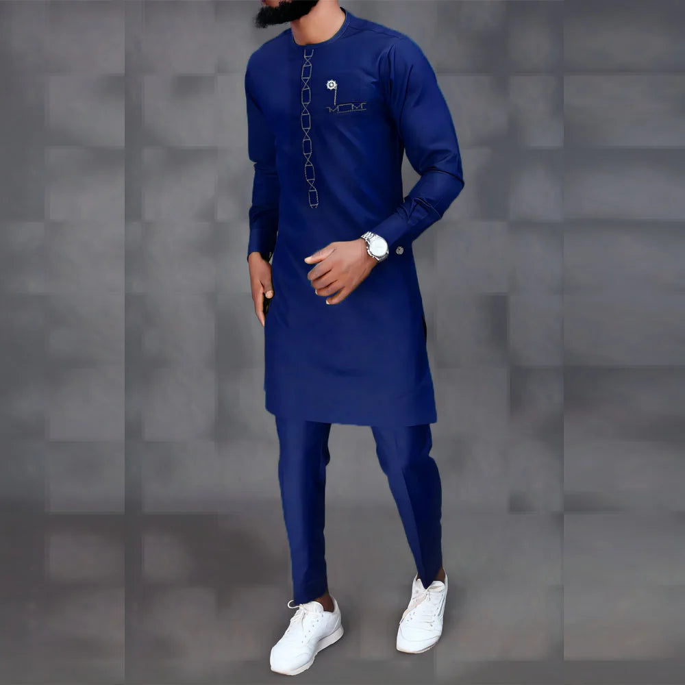 Men’s Traditional Two-Piece Outfit – Long Sleeve Shirt & Pants Set