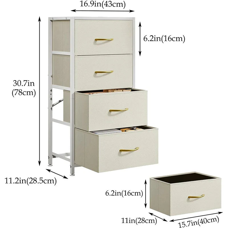 Modern Chest of Drawers – 4-Drawer Dresser with Wood Top for Bedroom, Dorm, or Nursery