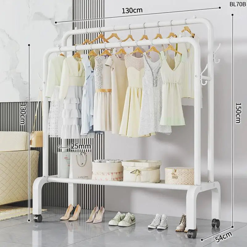 Space-Saving Floor Standing Clothes Drying Rack – Multipurpose Hanger for Dorm, Balcony & Indoor Use