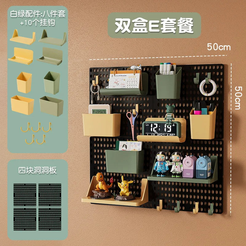 Kawaii Hole Board Wall Shelf – No-Drill Dorm Organizer for Students | Pegboard Storage Rack