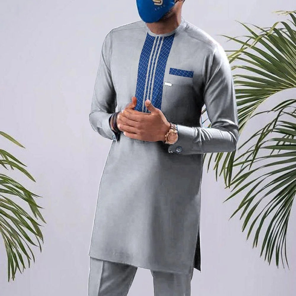 Men’s Traditional Two-Piece Outfit – Long Sleeve Shirt & Pants Set