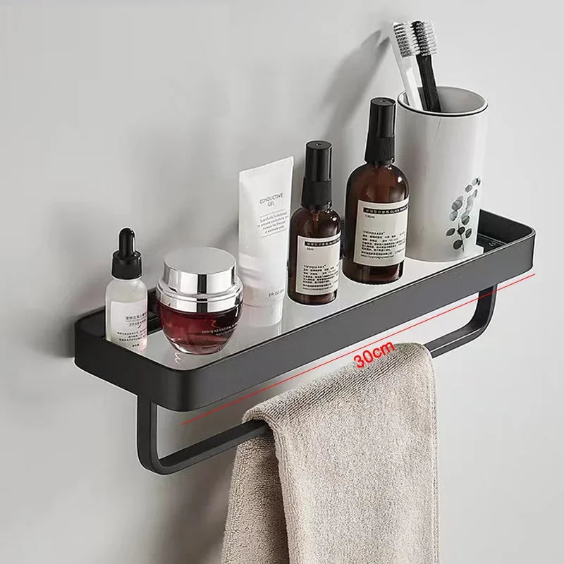 30-50CM Brushed Gold Glass Shelf