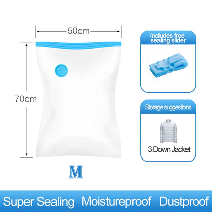 Reusable Compression Empty Bag Sealer Clothes Travel Packing Organizer Vacuum Large Plastic Storage Bags Storing Clothes Blanket