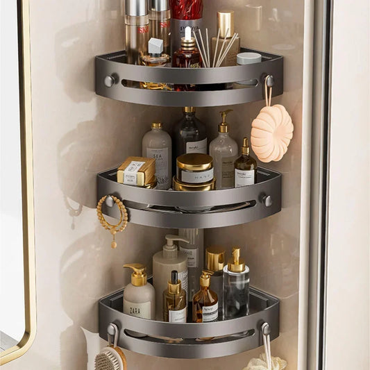 Maximize your bathroom space with this sleek, 3-tier rotating shower caddy. Designed to fit snug in any corner, it holds all your essentials—from skincare to shampoo bottles—with style and stability. Rustproof, adjustable, and easy to install. No tools. No clutter. Just vibes.

