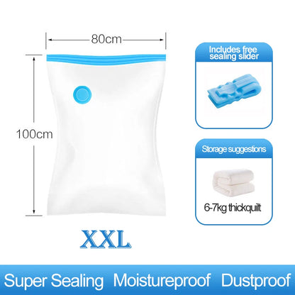 Reusable Compression Empty Bag Sealer Clothes Travel Packing Organizer Vacuum Large Plastic Storage Bags Storing Clothes Blanket