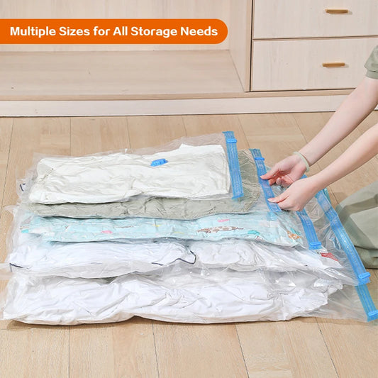 Reusable Compression Empty Bag Sealer Clothes Travel Packing Organizer Vacuum Large Plastic Storage Bags Storing Clothes Blanket