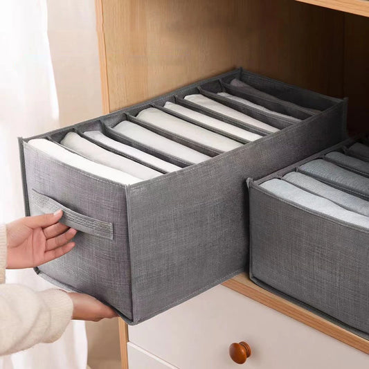 Simplify your wardrobe and maximize space with our 9-Panel Foldable Clothing Storage Box. Designed with layered grid panels, this modern, minimal organizer is perfect for socks, underwear, bras, t-shirts, loungewear, and more. Made to fit seamlessly into dorms, apartments, or small bedrooms, this breathable box brings order to your shelves, drawers, or closet.

✨ Key Features:
- 9-Panel Grid Divider: Keeps items neat and easy to find.
- Space-Saving Design: Foldable and portable when not in use.
- Multi-Use