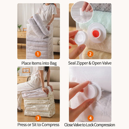 Reusable Compression Empty Bag Sealer Clothes Travel Packing Organizer Vacuum Large Plastic Storage Bags Storing Clothes Blanket