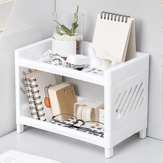 Declutter your space with this modern white desktop storage organizer. Perfect for holding books, journals, planners, and office essentials, this sleek bench-style unit adds both function and style to any home, dorm, or workspace.
