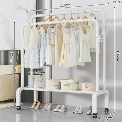 Space-Saving Floor Standing Clothes Drying Rack – Multipurpose Hanger for Dorm, Balcony & Indoor Use