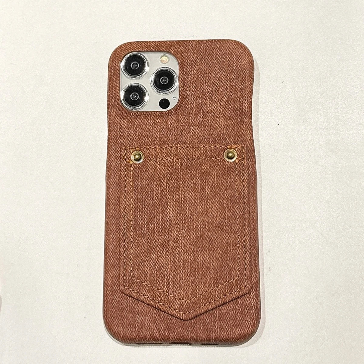 Luxury Denim Leather Card Bag Case For iPhone