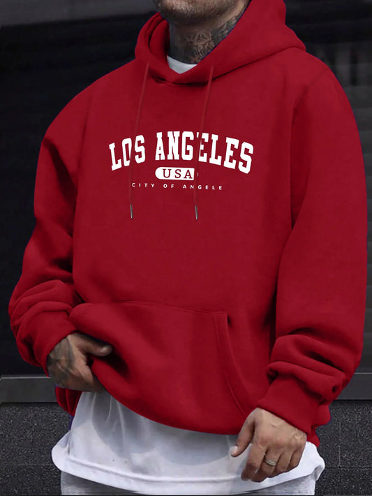 Los Angeles Print Men’s Long Sleeve Cotton Hoodie