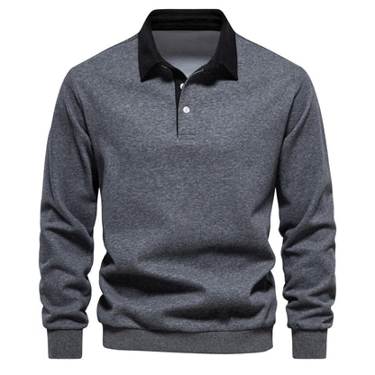 UniVibe Men’s Polo Neck Cotton Sweatshirt Autumn Casual & Social Wear