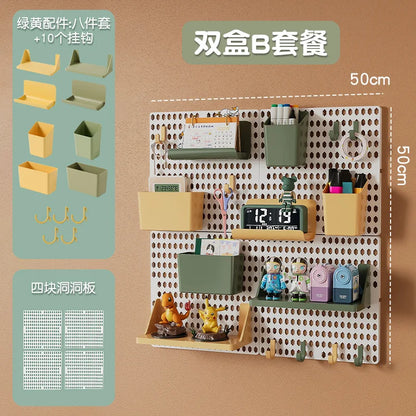 Kawaii Hole Board Wall Shelf – No-Drill Dorm Organizer for Students | Pegboard Storage Rack