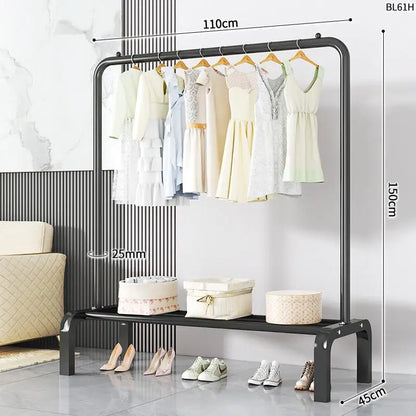 Space-Saving Floor Standing Clothes Drying Rack – Multipurpose Hanger for Dorm, Balcony & Indoor Use