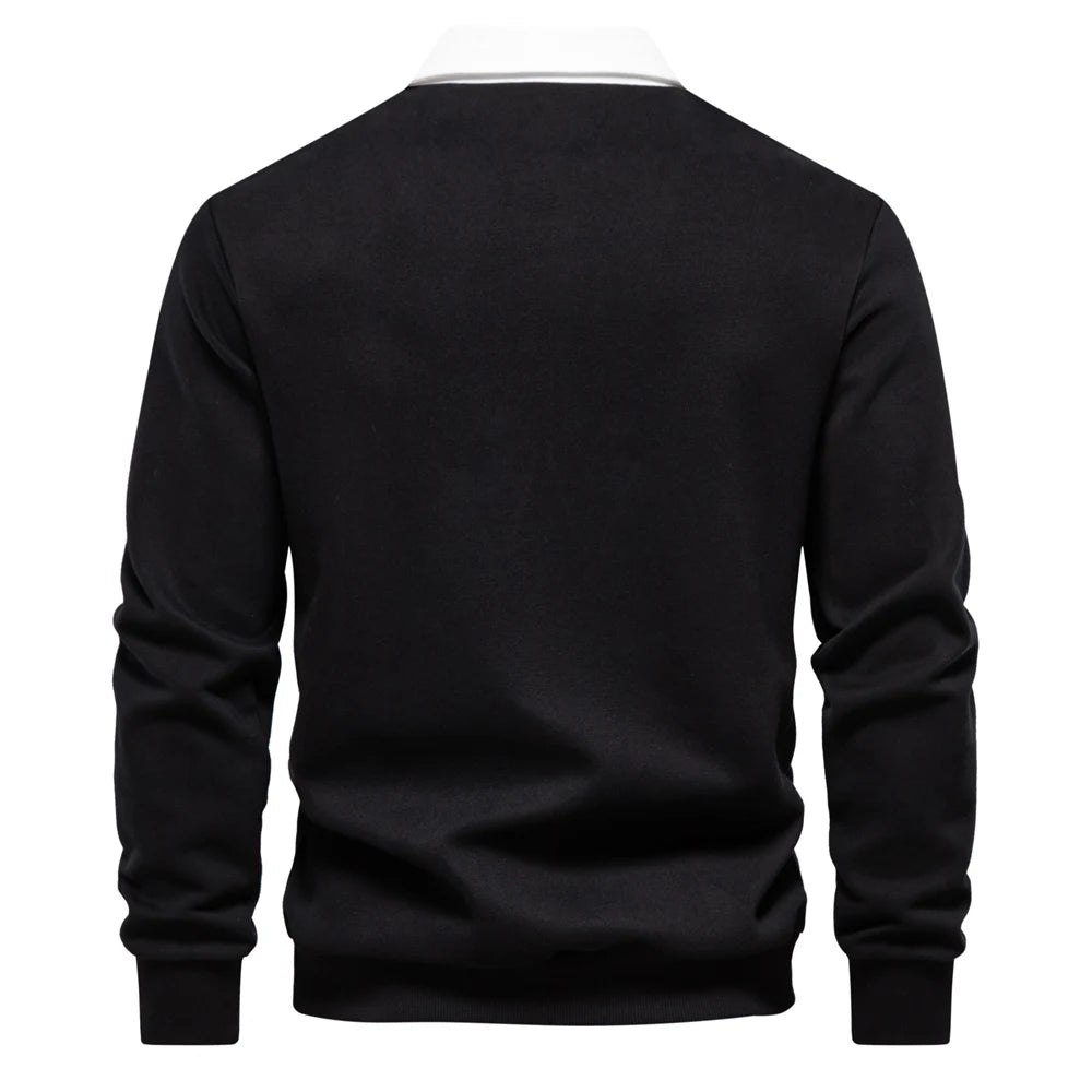 UniVibe Men’s Polo Neck Cotton Sweatshirt Autumn Casual & Social Wear